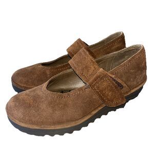 Fly London Brown Suede Wedge Shoes SZ 38 / 8 Mary Jane Strap Comfort Wedge Heels